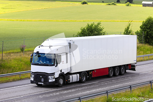 Image of White Renault Trucks T Semi Trailer Transport
