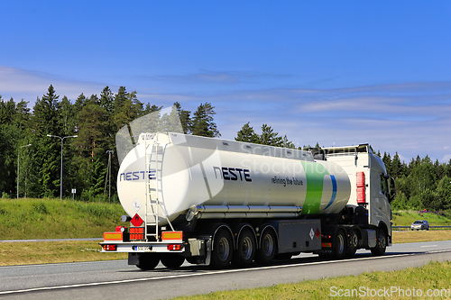 Image of White Fuel Tanker NESTE at Speed