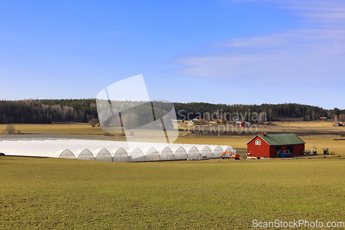 Image of Agricultural Landscape with Greenhouses