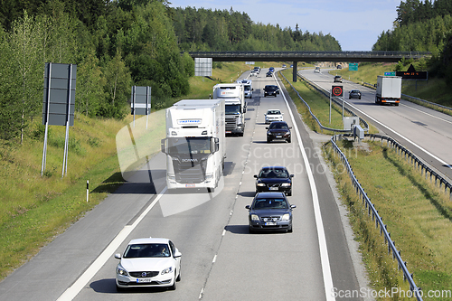 Image of Truck Transport in Freeway Traffic