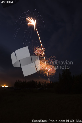 Image of Fireworks exploding in the evening sky