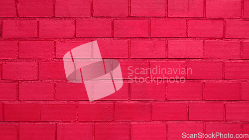 Image of Vivid Crimson Red Painted Brick Wall