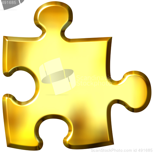 Image of 3D Golden Puzzle Piece