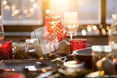 Image of table served for christmas dinner at home