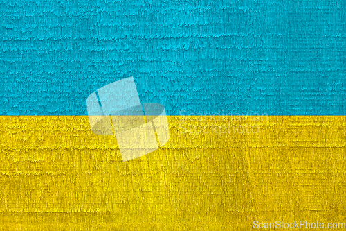 Image of Ukrainian National Flag Painted on the Old Dried Wooden Texture