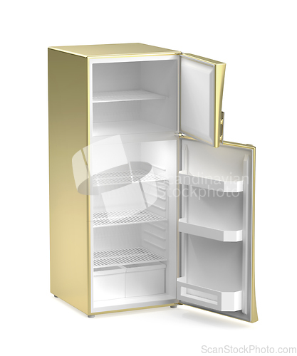 Image of Empty golden refrigerator