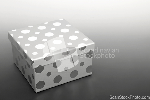 Image of Silver Grey Polka Dot Gift Box  