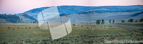 Image of The sun setting over the Lamar Valley near the northeast entranc