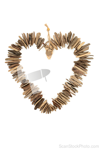 Image of Natural Driftwood Heart Romantic Symbol