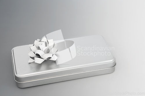 Image of Brushed Metal Gift Box with Silver Bow