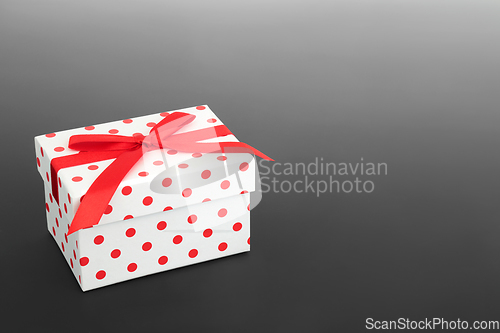 Image of Red Polka Dot Gift Box with Bow