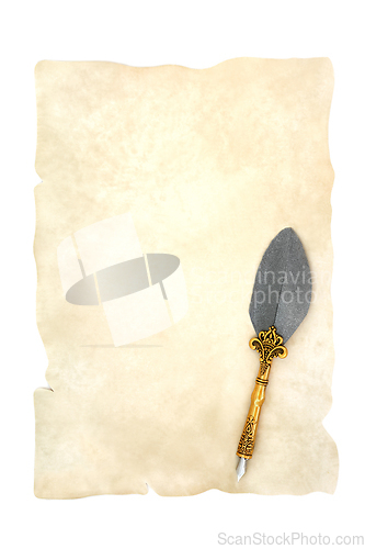 Image of  Parchment Scroll with Quill Feather Pen