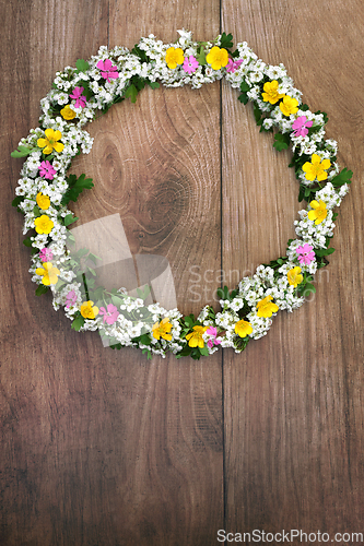 Image of Spring Hawthorn Blossom and Flower Wreath