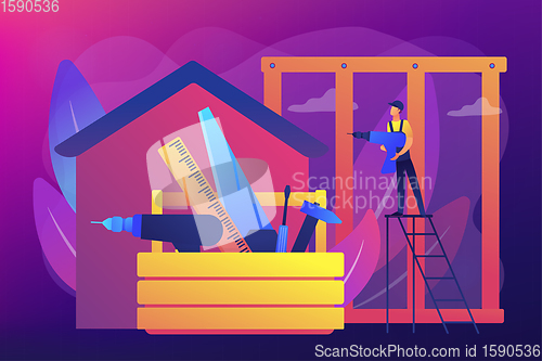 Image of Carpenter services concept vector illustration