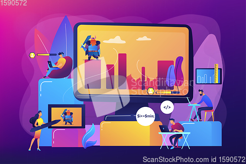 Image of Computer games development concept vector illustration