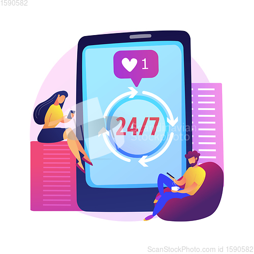 Image of Social media addiction vector concept metaphor