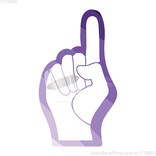 Image of Fan foam hand with number one gesture icon