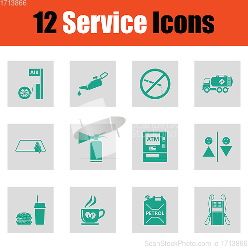 Image of Set of twelve Petrol station icons