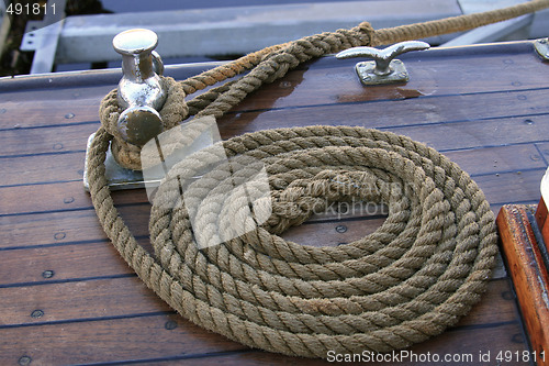 Image of Rope on a wood boat