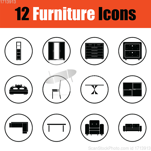 Image of Home furniture icon set