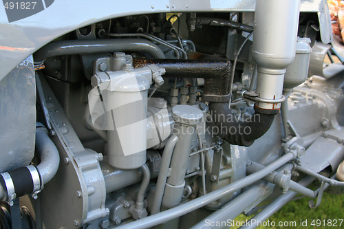 Image of Old veteran tractor engine.