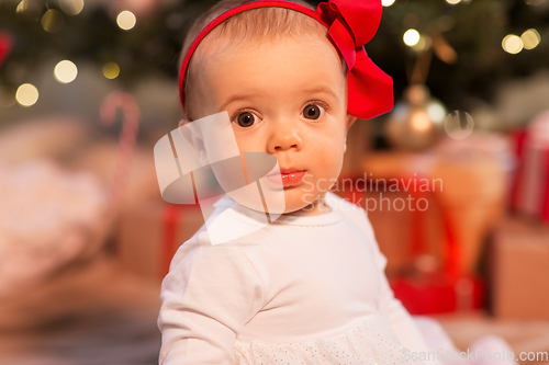 Image of beautiful baby girl on christmas