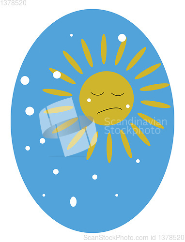 Image of Winter sun with snowflakes vector or color illustration