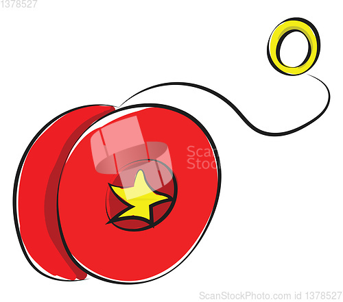 Image of Drawing of a yo-yo in red and yellow colors vector or color illu