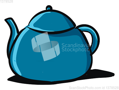 Image of Clipart of a blue-colored teapot vector or color illustration