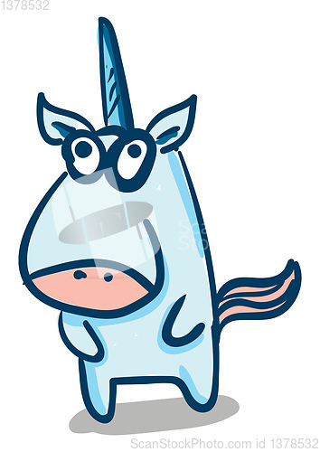 Image of Blue baby unicorn, vector color illustration.
