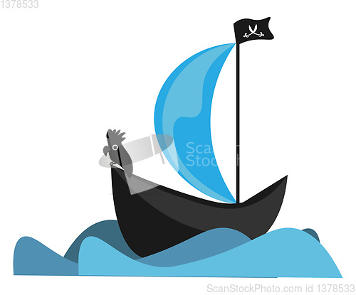 Image of A black pirate ship vector or color illustration