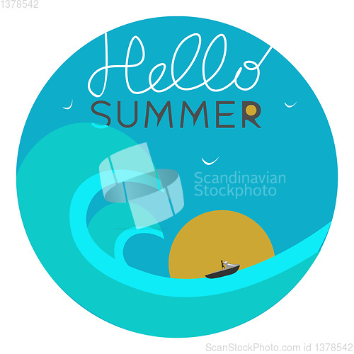 Image of A portrait depicted with the wording HELLO SUMMER vector or colo