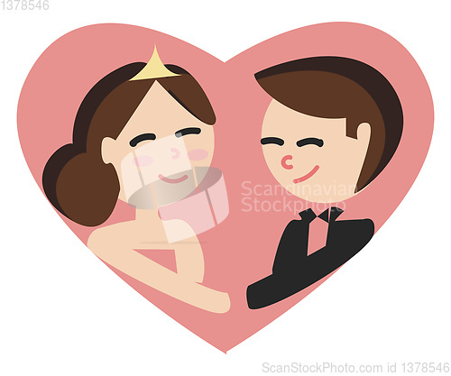 Image of Wedding picture of a happy couple holding their hands vector col
