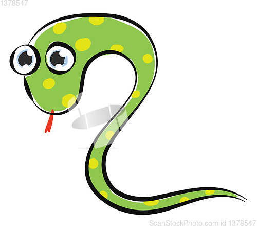 Image of Painting of a green-colored slithering snake vector or color ill