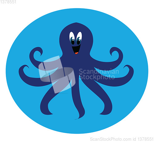 Image of Image of blue octopus, vector or color illustration.