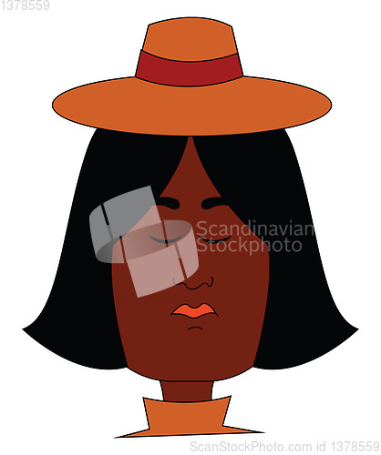 Image of A black female wearing a round brown hat vector or color illustr