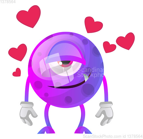 Image of Purple monster in love illustration vector on white background