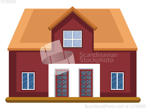 Image of Cartoon red building with yellow roof vector illustartion on whi