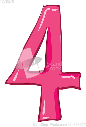 Image of Clipart of the numerical number four or 4 in pink color vector o