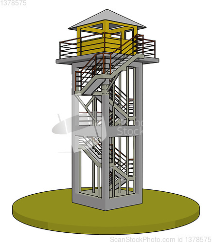 Image of 3D vector illustration on white background  of a watch tower