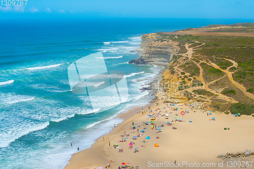 Image of People ocean beach coastline Portugal