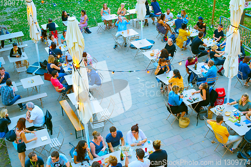 Image of  People street restaurant aerial France