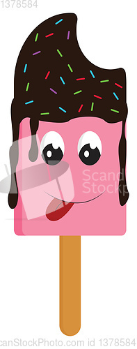 Image of Strawberry Ice lolly with choclate cream and colorfull sprinkles