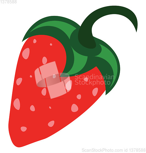 Image of A farm fresh red strawberry with a green stem vector color drawi