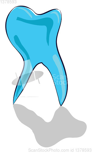 Image of A blue-colored cartoon tooth vector or color illustration