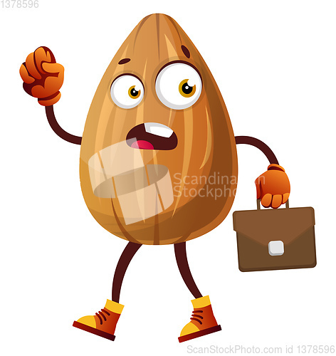 Image of Almond going to work with brown briefcase in his hands, illustra