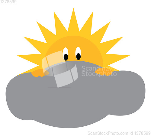 Image of Sun peeps out of a dark cloud symbolizes the end of a gloomy day