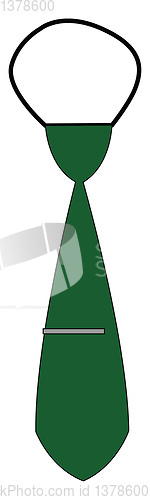 Image of Clipart of a green tie with a silver pin bar clasp clip vector o