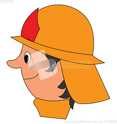 Image of Cartoon fireman set isolated white background viewed from the si