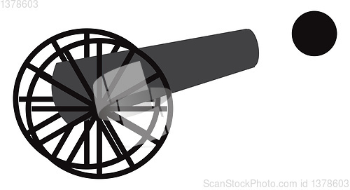 Image of Cannon with cannonballs vector or color illustration